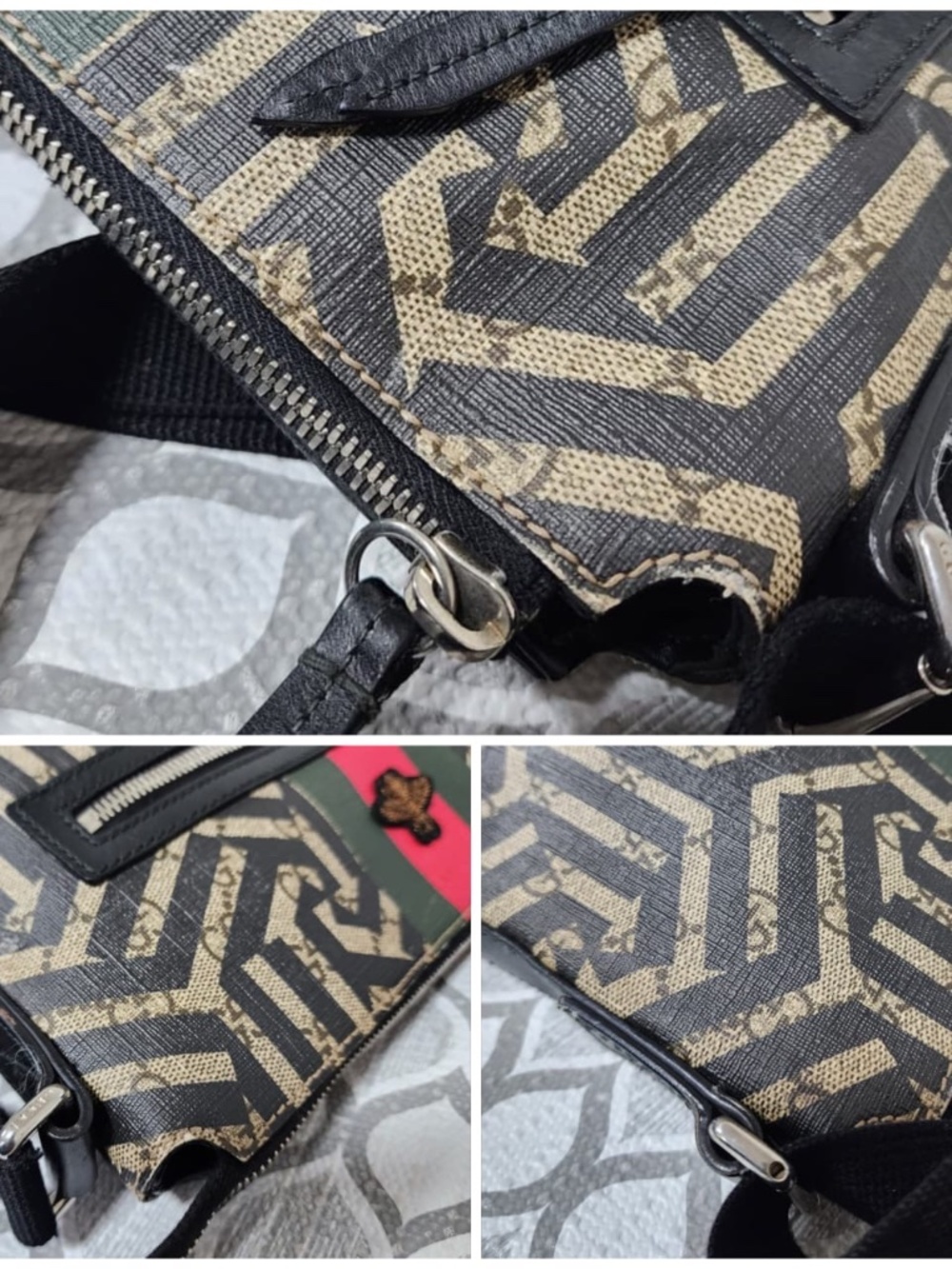 Authentic Gucci GG Supreme Caleido Web Messenger Black/Beige - Picture 9 of 16